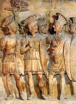 Roman imperial guard, bas-relief from the Julio-Claudian period. 