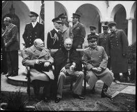 Winston Churchill, Franklin D. Roosevelt and Josef Stalin at the Yalta conference.