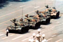 Lone Civilian and Tanks - Beijing, China 1989